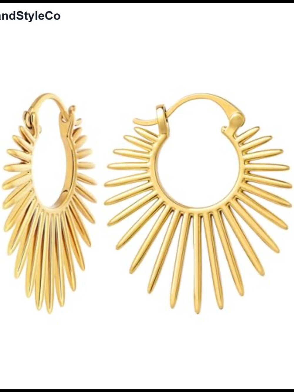 18k Gold Plated Sunburst Hoop Earrings for Women Statement Fashion Jewelry
